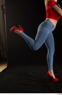 Daisy Lee 1 blue jeans calf dressed flexing red high…